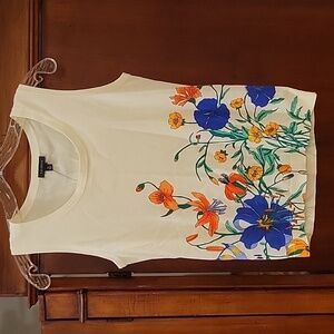 Talbots | Vivid Floral Sleevless Crewneck Top Cotton Blend - size XS - NWT